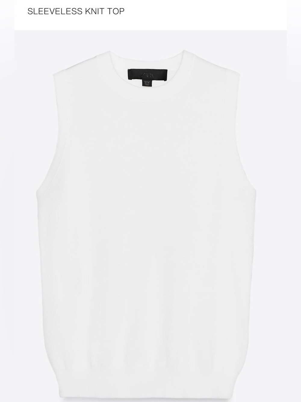 Zara Sleeveless Knit Top in White Sz S